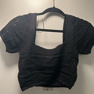 Zara Crochet Square Neck Top